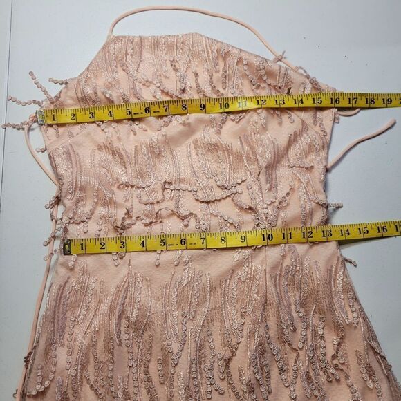 Lulus Making Magic Blush Pink Fringe Lace-Up Mini Dress Women's Size Small - Picture 10 of 13